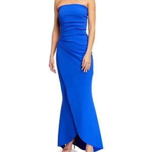 Chiara Boni La Petite Robe Blue Strapless Gown